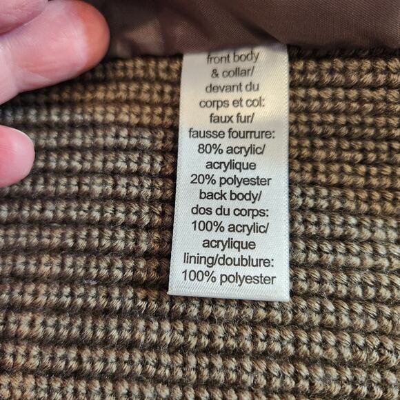 MAURICES Brown Faux Fur Knit Waterfall Open Front Cardigan Vest Womens Medium M - Picture 4 of 11